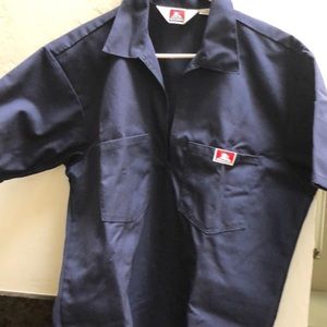 NAVY BLUE.  Ben Davis work shirt with half zip.  Worn once